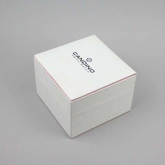 White Candino watch box.
