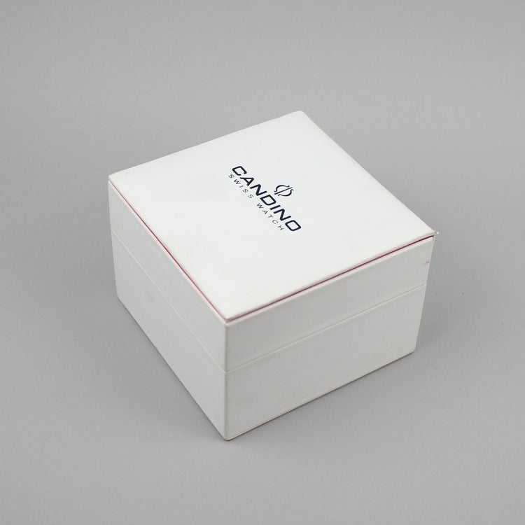 White Candino watch box.