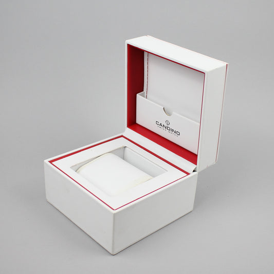 White Candino watch box.