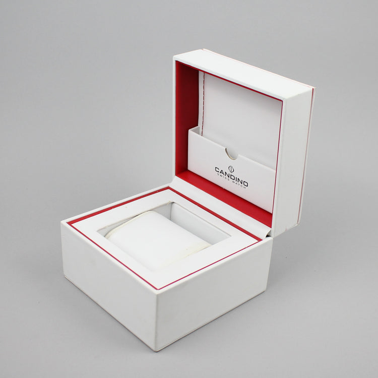 White Candino watch box.