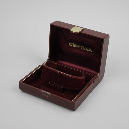 Burgundi Certina watch box.