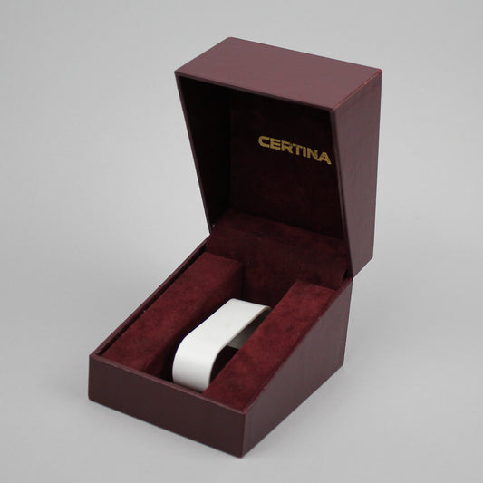 Certina burgundi suede and leather watch box.