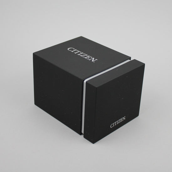 Dark grey Citizen watch box.