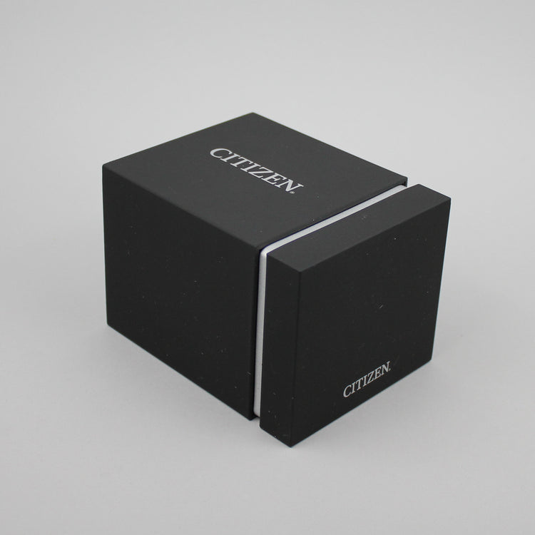 Dark grey Citizen watch box.