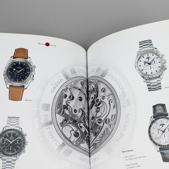 Omega My Choice watch catalog page images of the speedmaster