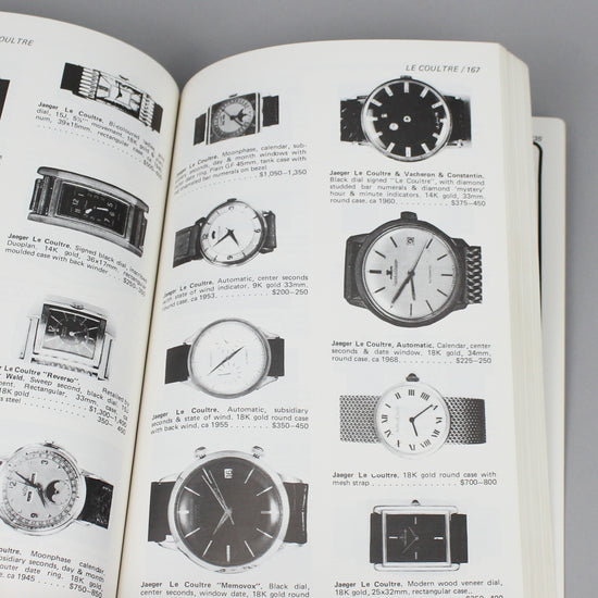 Vintage watch price quide book pages full of wristwatch images