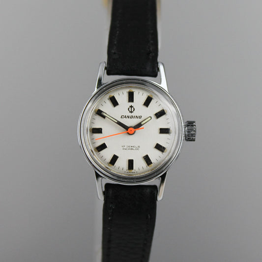 Women's NOS Candino white manual wind watch