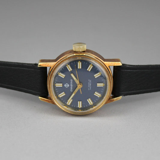 Women's NOS Candino blue manual wind watch