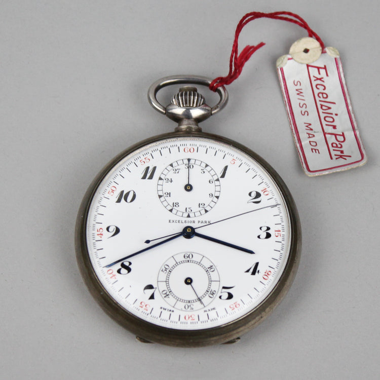 NOS Excelsior Park silver case stopwatch