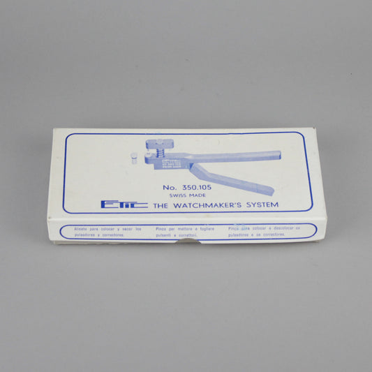 Unused Etic pliers on the box. Suitable for removing and attaching pushers No. 350.105