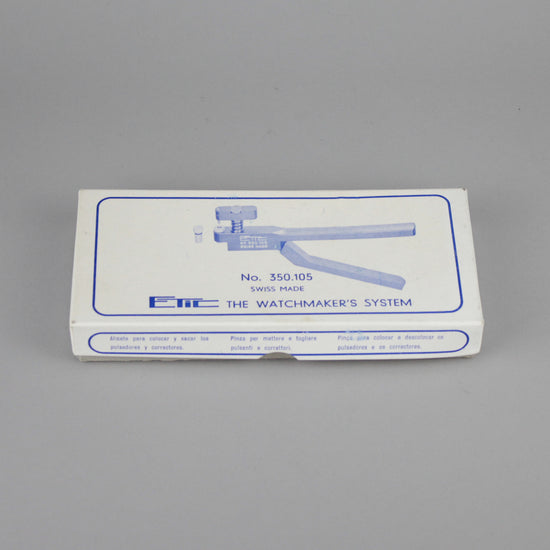 Unused Etic pliers on the box. Suitable for removing and attaching pushers No. 350.105
