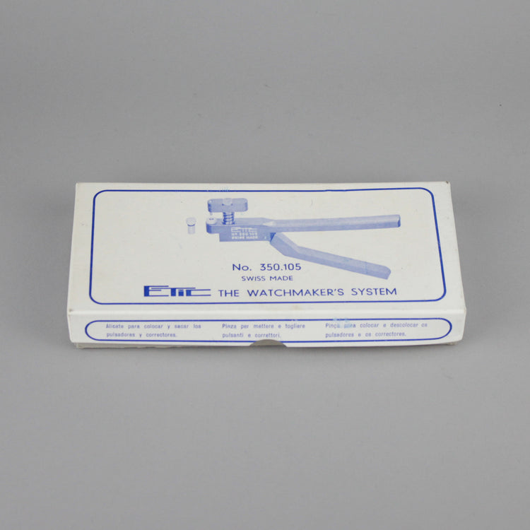 Unused Etic pliers on the box. Suitable for removing and attaching pushers No. 350.105