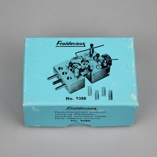 Unused Froidevaux No. 8380 quartz movement holder on the box.