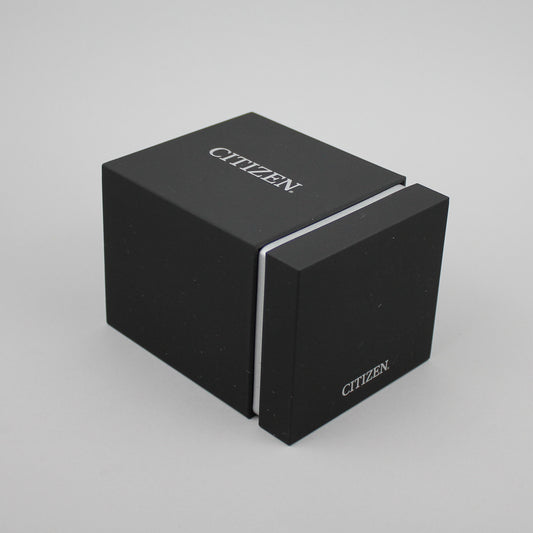 Dark grey Citizen watch box.