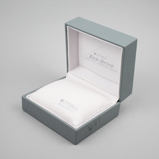Citizen Eco-Drive light grey watch box.