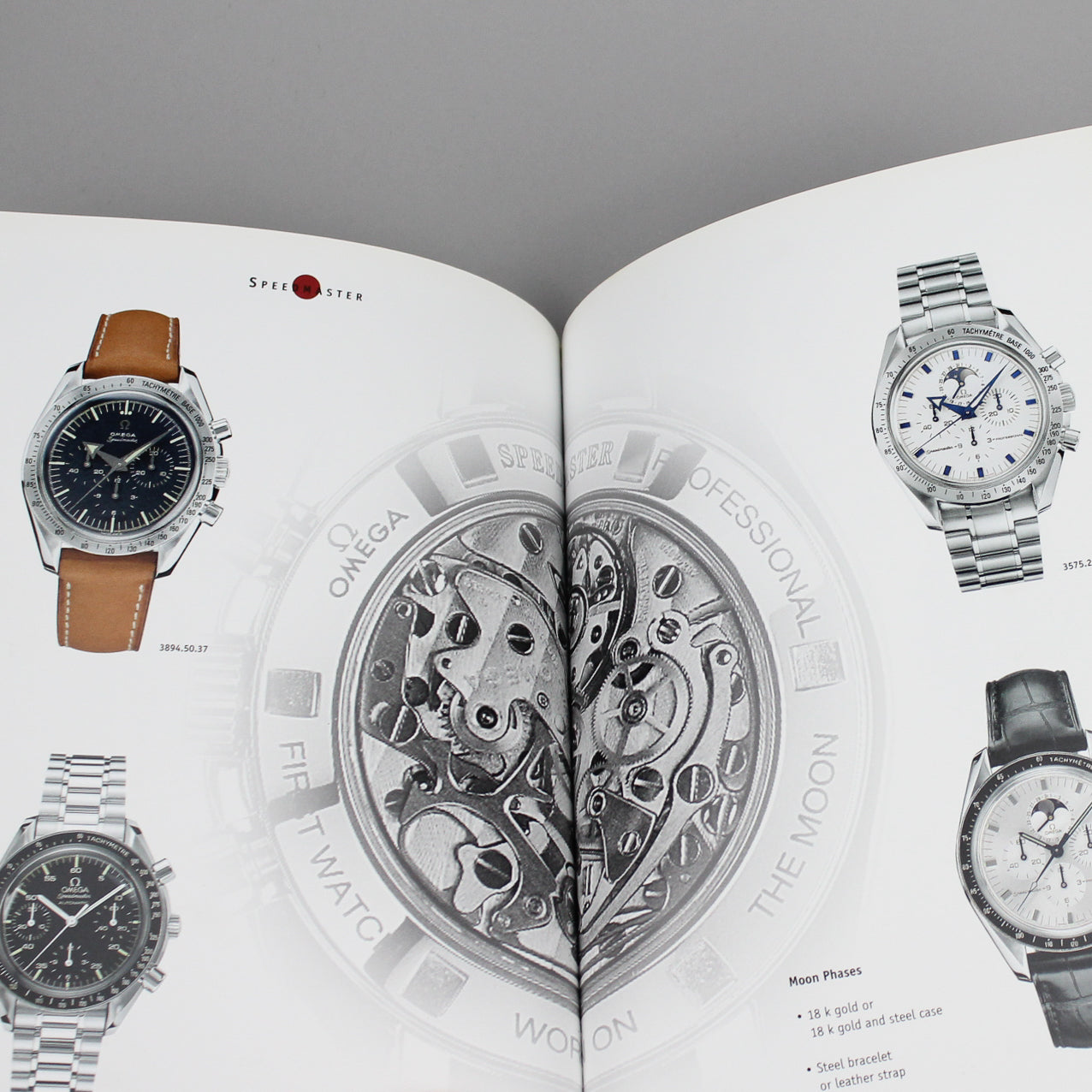 Omega My Choice watch catalog page images of the speedmaster