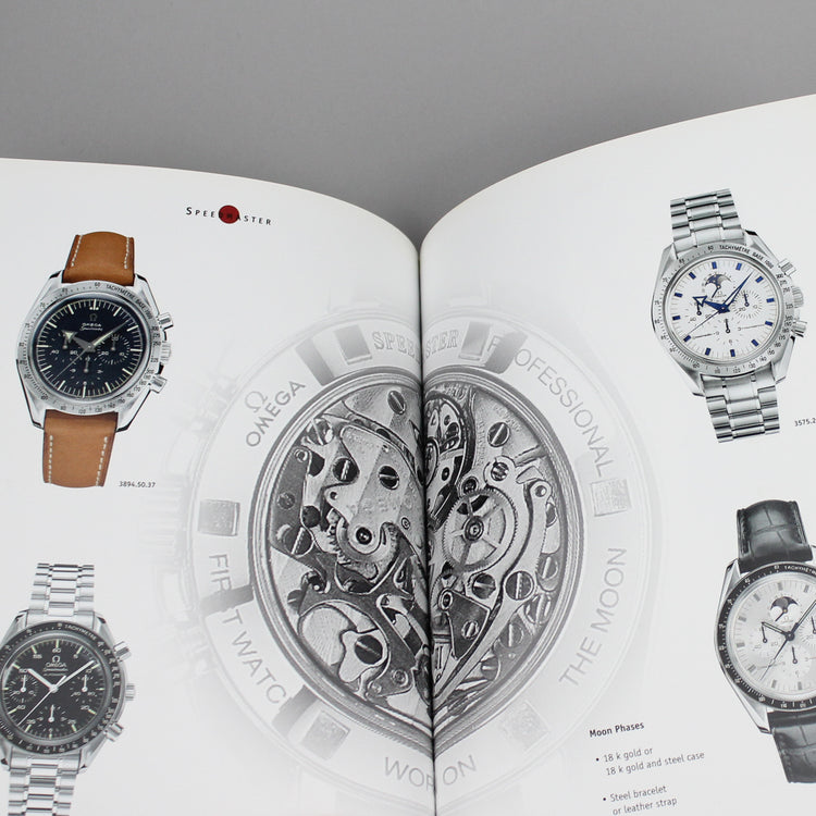 Omega My Choice watch catalog page images of the speedmaster