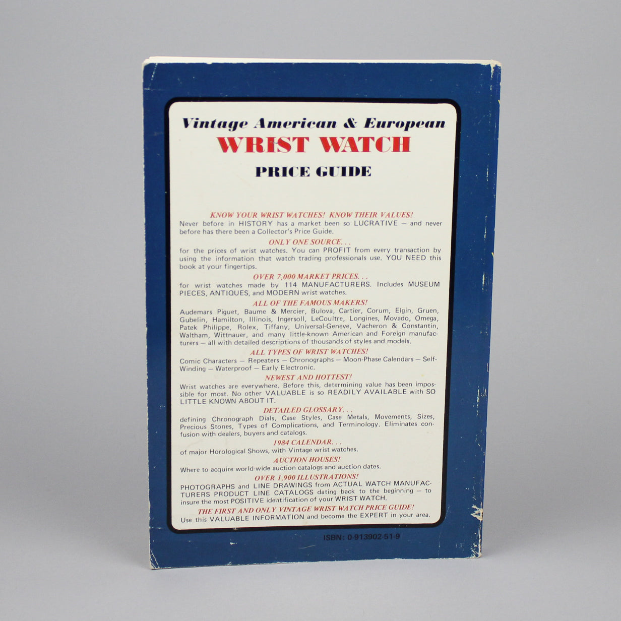 Vintage watch price quide book back