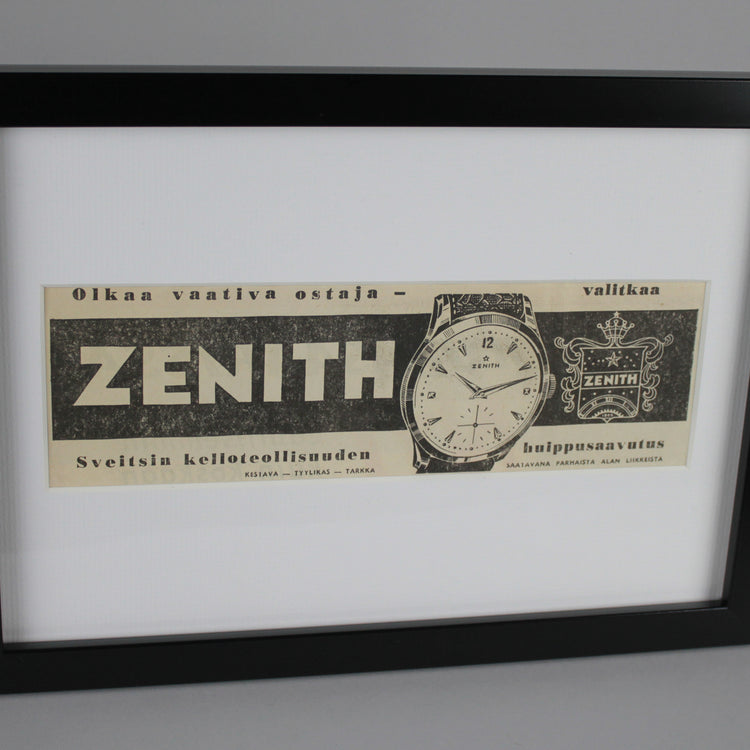 An old Zenith newspaper advertisement from the 1950s, framed detail